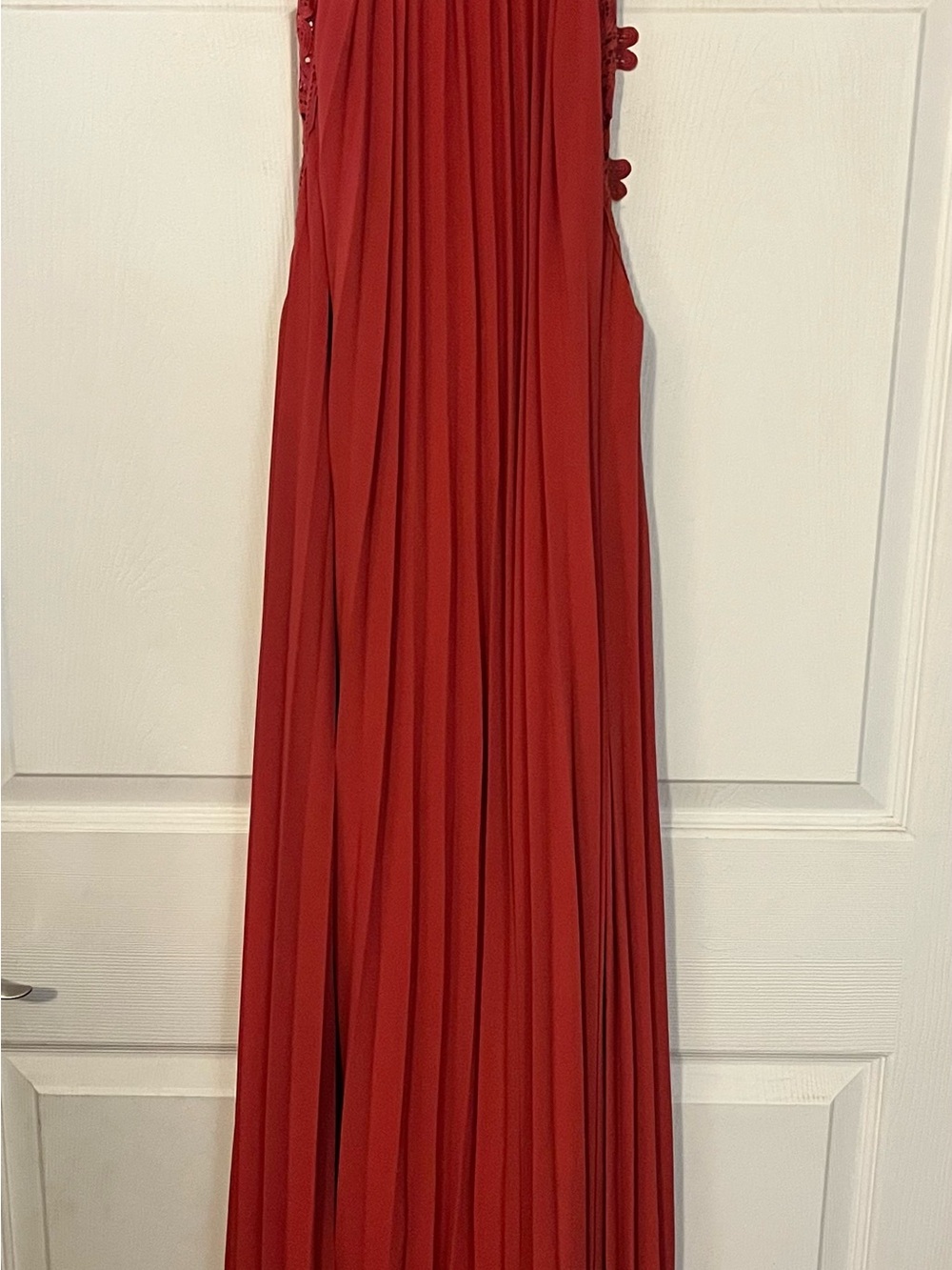 Lulu's Pleated Halter Maxi Dress in Terracotta - Picture 5 of 13